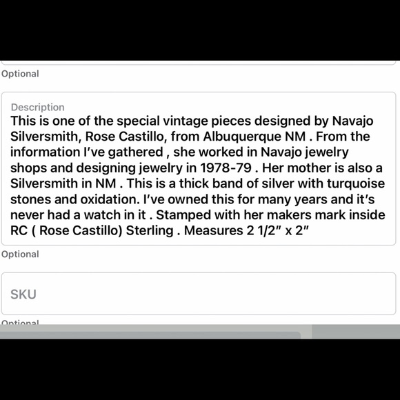 🔥HP🔥Rare Vintage Navajo Artist Rose Castillo Silver & Turquoise Watch Band EUC - Picture 4 of 12